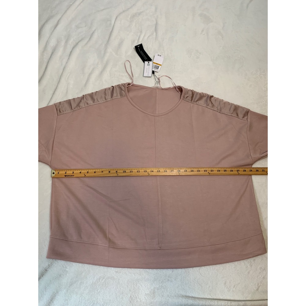 NEW Cable & Gauge Studio Pullover Top Womens 3X Adobe Rose Satin Shoulder‎ Trim - Picture 9 of 10